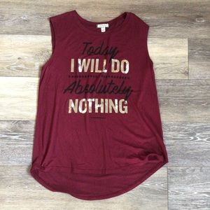 Ladies Sleeveless Flowy Tee - Maroonish Color